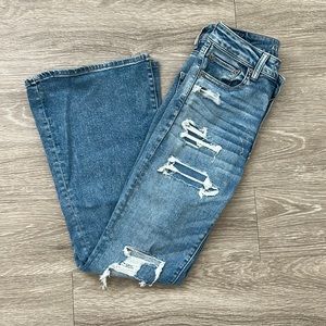 Distressed Denim Flares